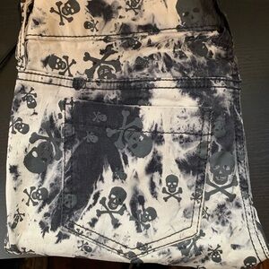 Royal Bones Black and White Skull Skinny Jeans
